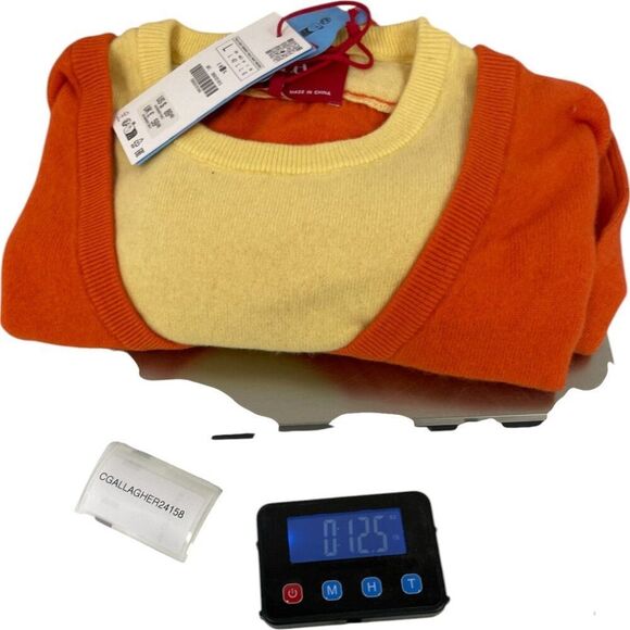 Zara X Harry Lambert Mens Sweater L Large Orange ColorBlock Wool  2893/321 NWT - Picture 13 of 13